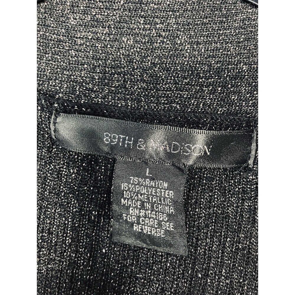 89th & Madison Womens Shimmer Black Cardigan Size Large - Picture 2 of 7